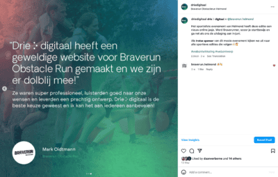 Testimonial op social media