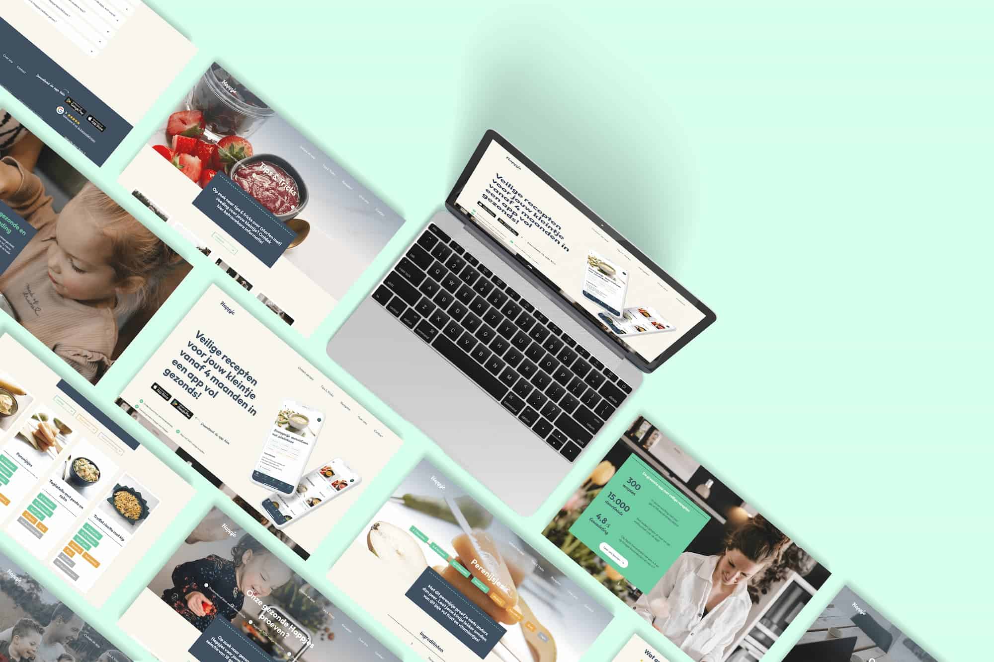 De website van Happje door drie digitaal in mockups