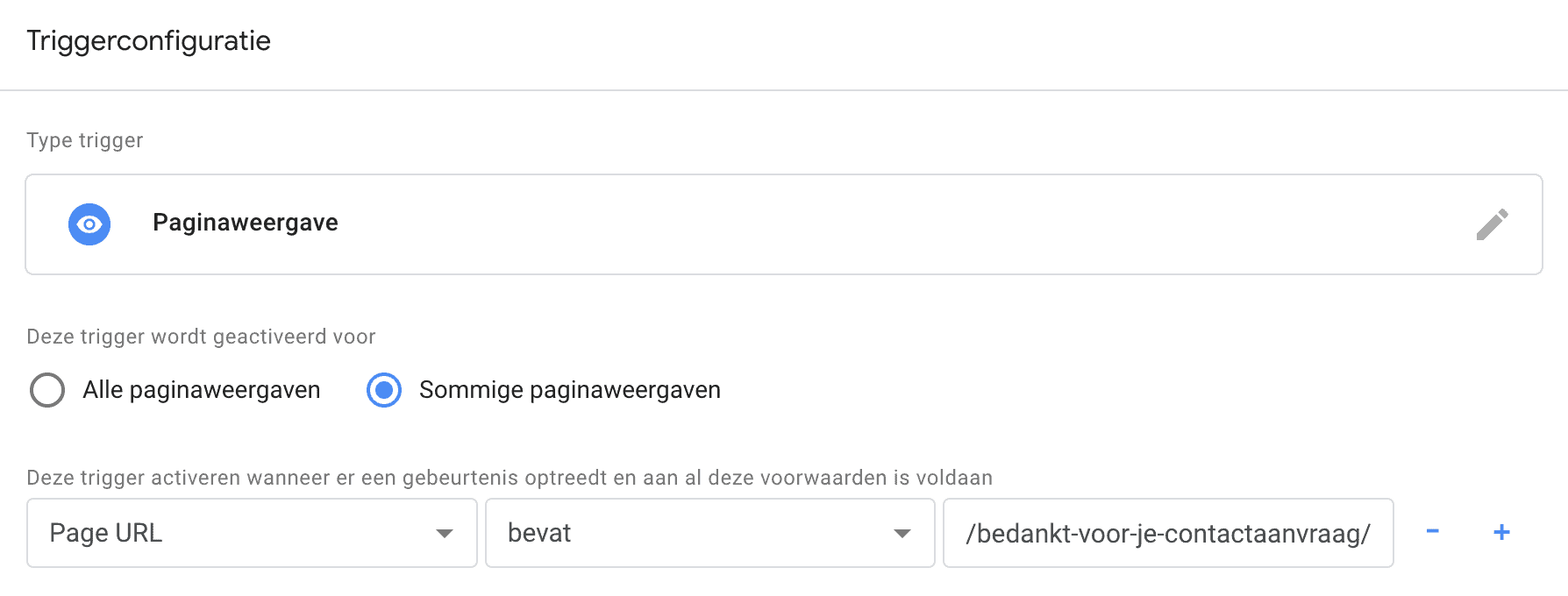 triggerconfiguratie gtm