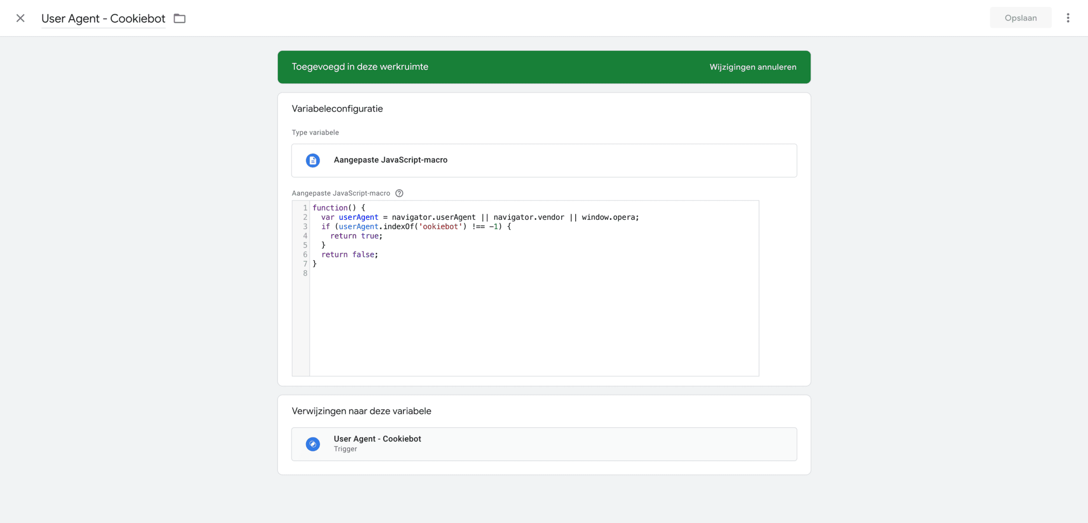 Cookiebot verkeer uitsluiten stap 1